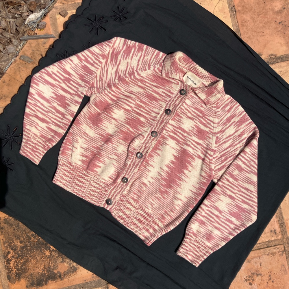 Misha and Puff organic cotton cardigan in rose space dye